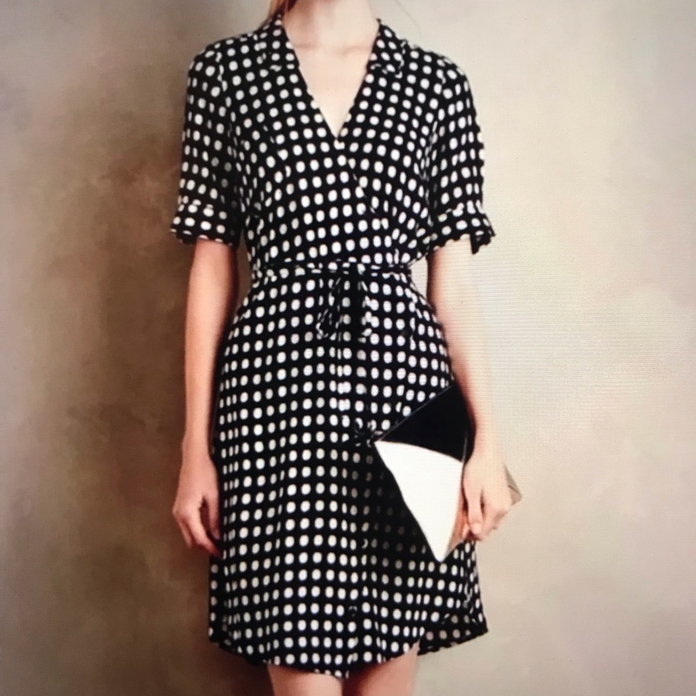 11.1. Tylho Navy polka dot wrap dress. Size extra small